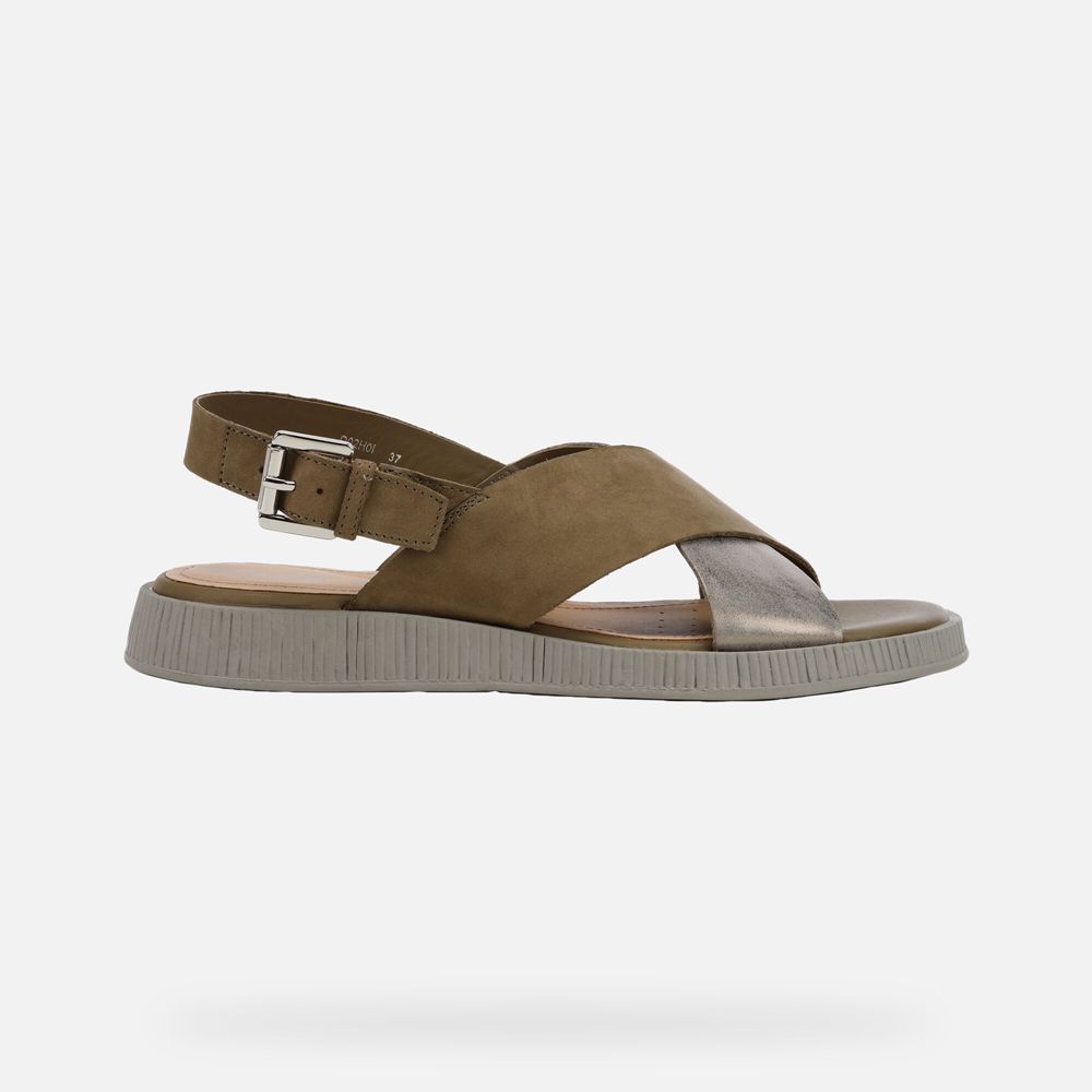 Geox Bayan Sandalet Koyu Zeytin Yeşili - Taormina - INH-039751